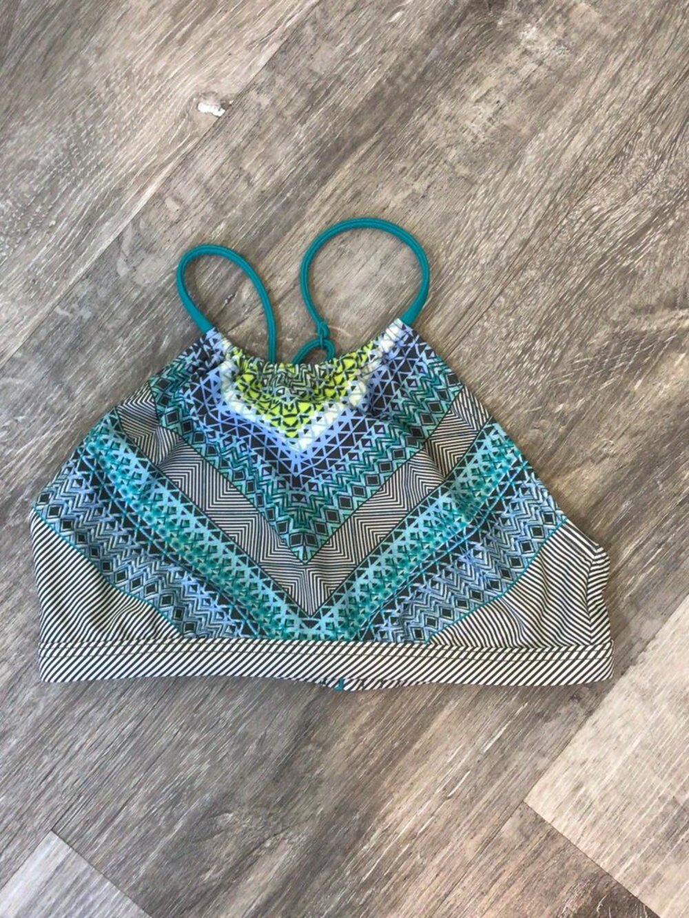 Prana Blue Print Halter Swim Top Size XS
